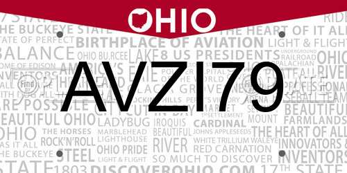 AVZI79 Ohio License Plate