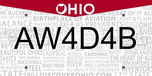 AW4D4B Ohio License Plate