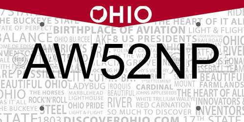 AW52NP Ohio License Plate