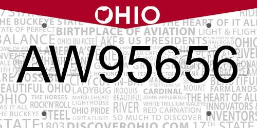 AW95656 Ohio License Plate