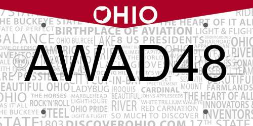 AWAD48 Ohio License Plate