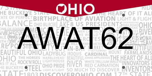 AWAT62 Ohio License Plate