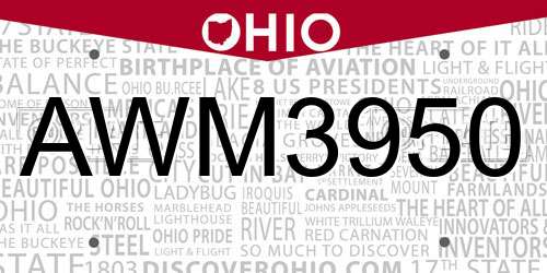 AWM3950 Ohio License Plate