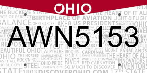 AWN5153 Ohio License Plate
