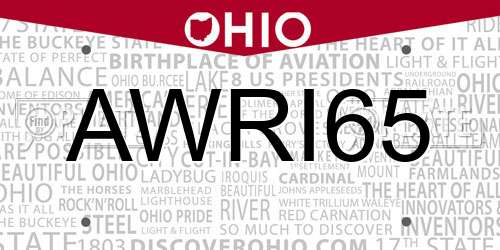AWRI65 Ohio License Plate