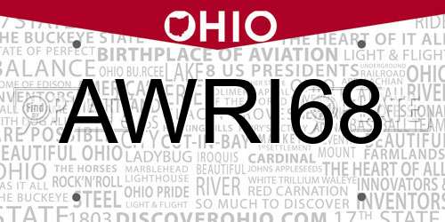 AWRI68 Ohio License Plate