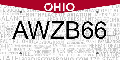 AWZB66 Ohio License Plate