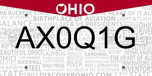 AX0Q1G Ohio License Plate