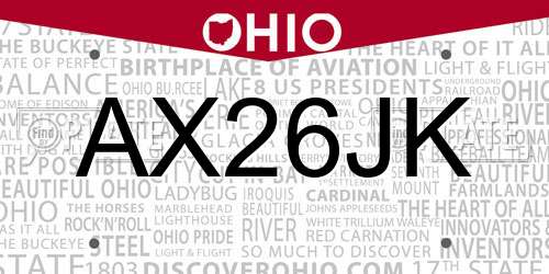 AX26JK Ohio License Plate