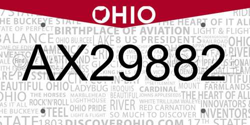 AX29882 Ohio License Plate