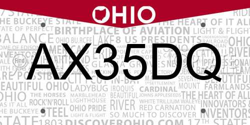 AX35DQ Ohio License Plate