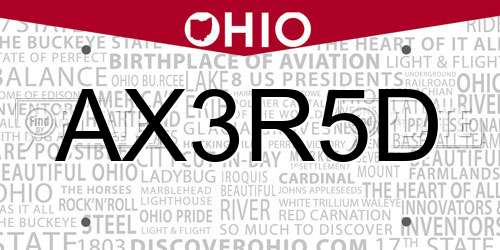 AX3R5D Ohio License Plate