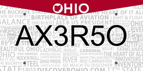 AX3R5O Ohio License Plate