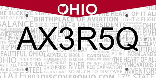 AX3R5Q Ohio License Plate
