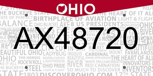 AX48720 Ohio License Plate