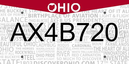AX4B720 Ohio License Plate