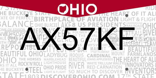 AX57KF Ohio License Plate