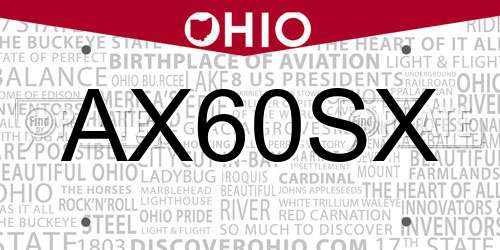 AX60SX Ohio License Plate