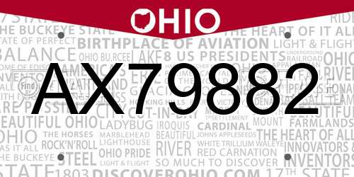 AX79882 Ohio License Plate