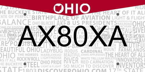 AX80XA Ohio License Plate