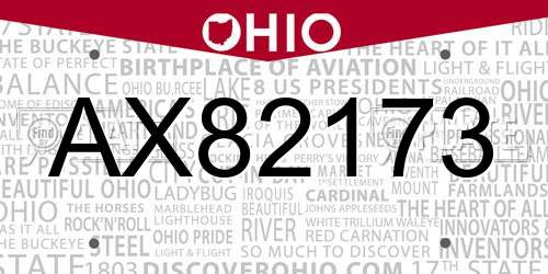 AX82173 Ohio License Plate