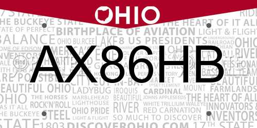 AX86HB Ohio License Plate