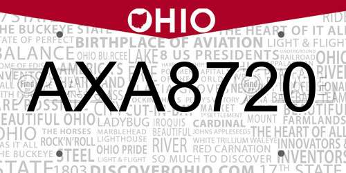 AXA8720 Ohio License Plate