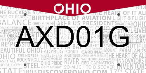AXD01G Ohio License Plate