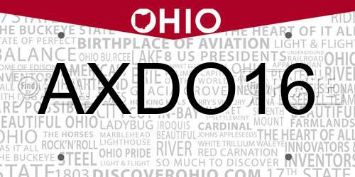 AXDO16 Ohio License Plate