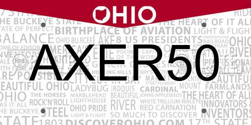 AXER50 Ohio License Plate