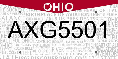 AXG5501 Ohio License Plate