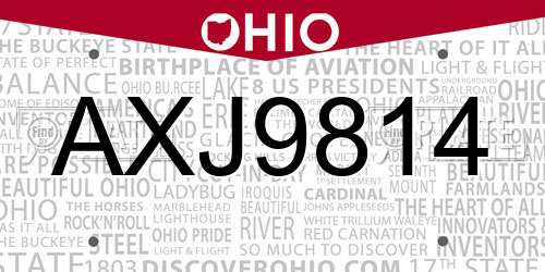AXJ9814 Ohio License Plate