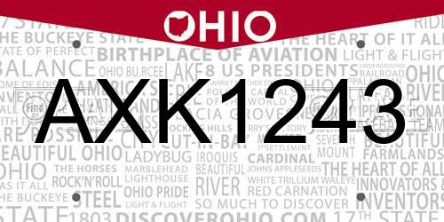 AXK1243 Ohio License Plate