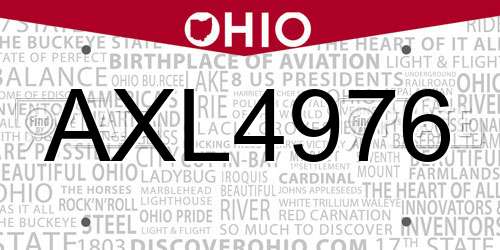 AXL4976 Ohio License Plate