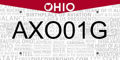 AXO01G Ohio License Plate