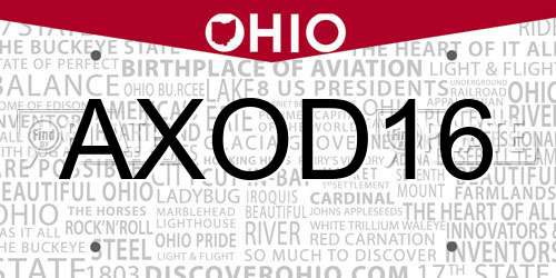 AXOD16 Ohio License Plate