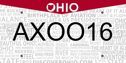 AXOO16 Ohio License Plate