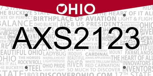 AXS2123 Ohio License Plate