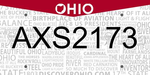 AXS2173 Ohio License Plate