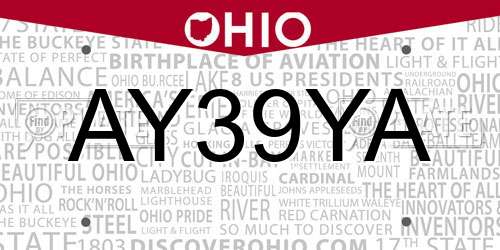 AY39YA Ohio License Plate