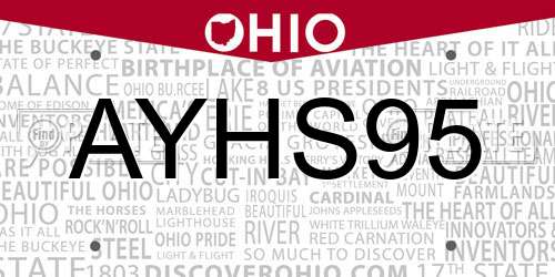 AYHS95 Ohio License Plate