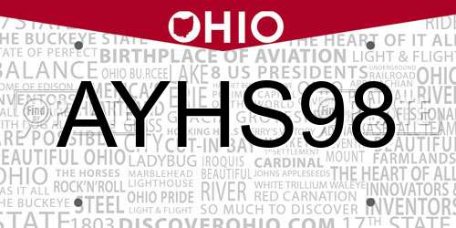 AYHS98 Ohio License Plate