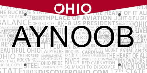 AYNOOB Ohio License Plate