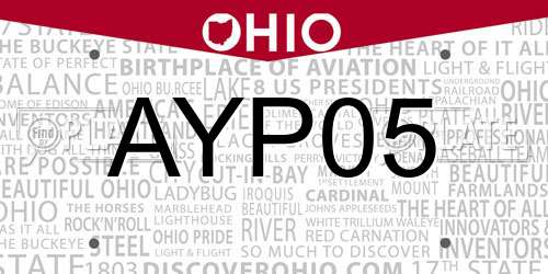 AYP05 Ohio License Plate