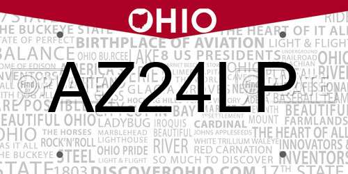 AZ24LP Ohio License Plate