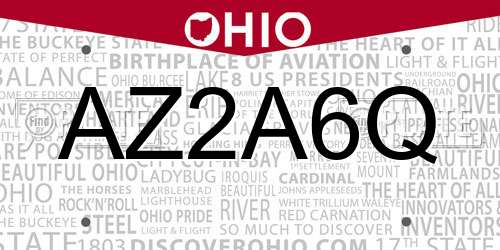 AZ2A6Q Ohio License Plate