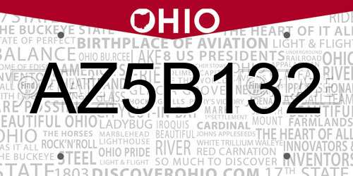 AZ5B132 Ohio License Plate
