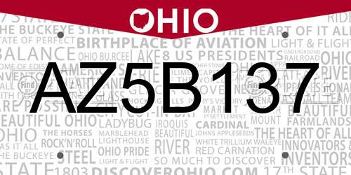 AZ5B137 Ohio License Plate