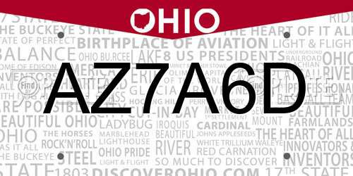 AZ7A6D Ohio License Plate