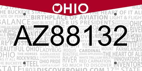 AZ88132 Ohio License Plate